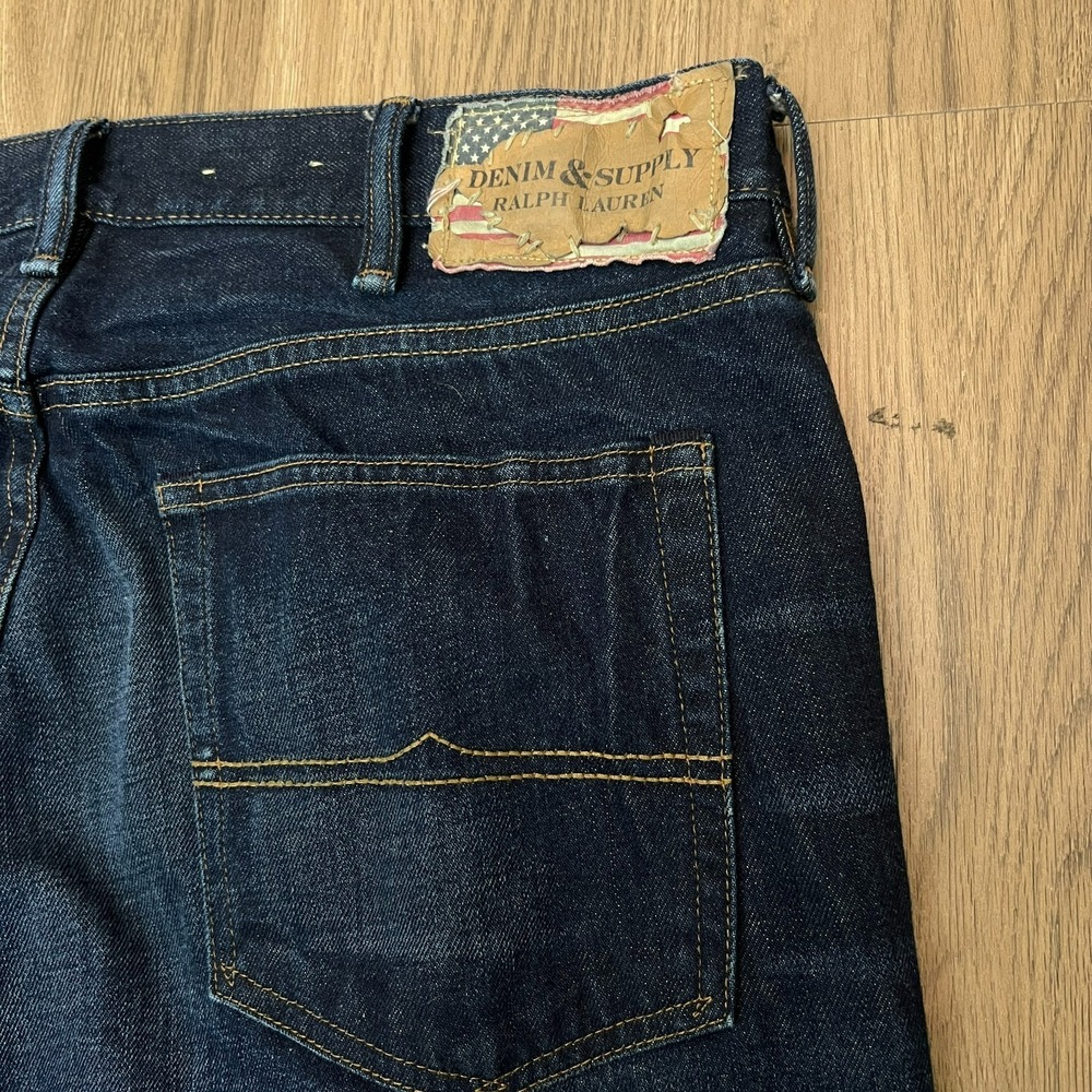 Denim & Supply Ralph Lauren‎ Jeans 38x32 Dark Wash Straight Leg Whiskered - Picture 4 of 8